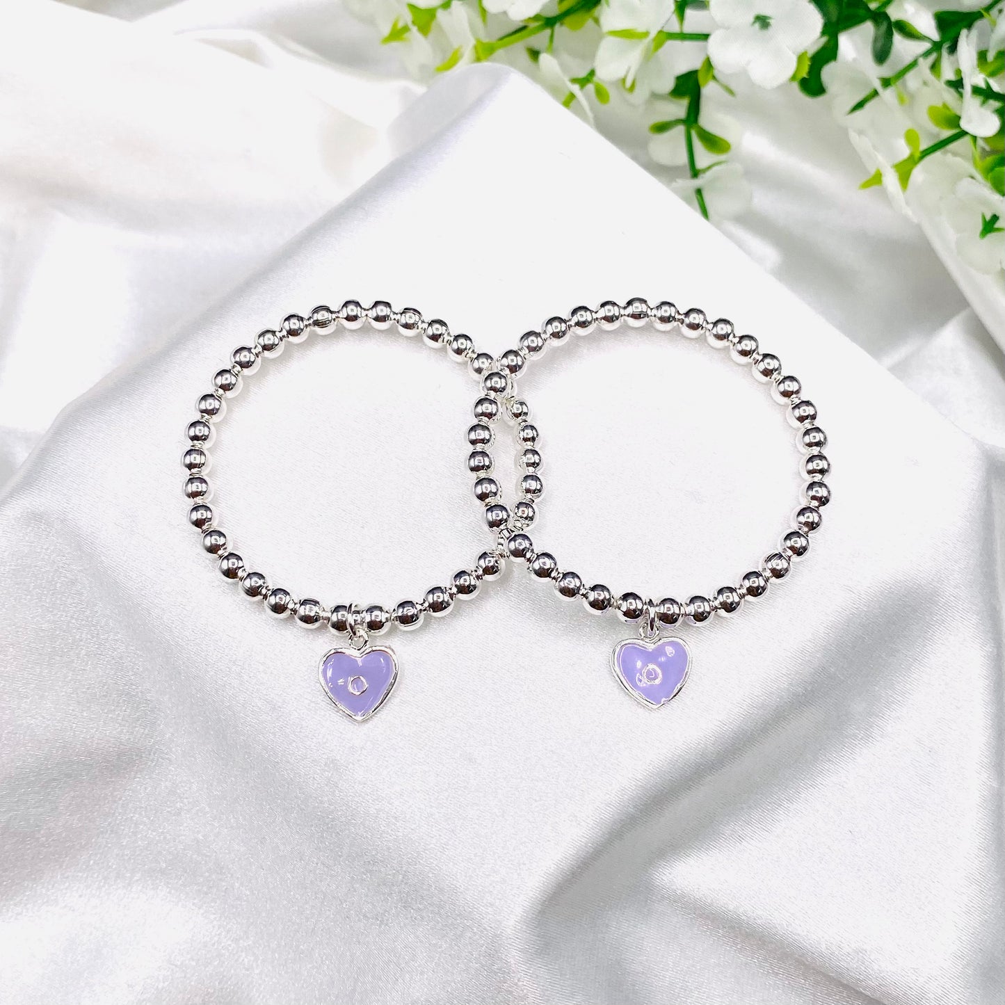 Purple Heart Charm Kids Bangle 925 Sterling Silver BKS29