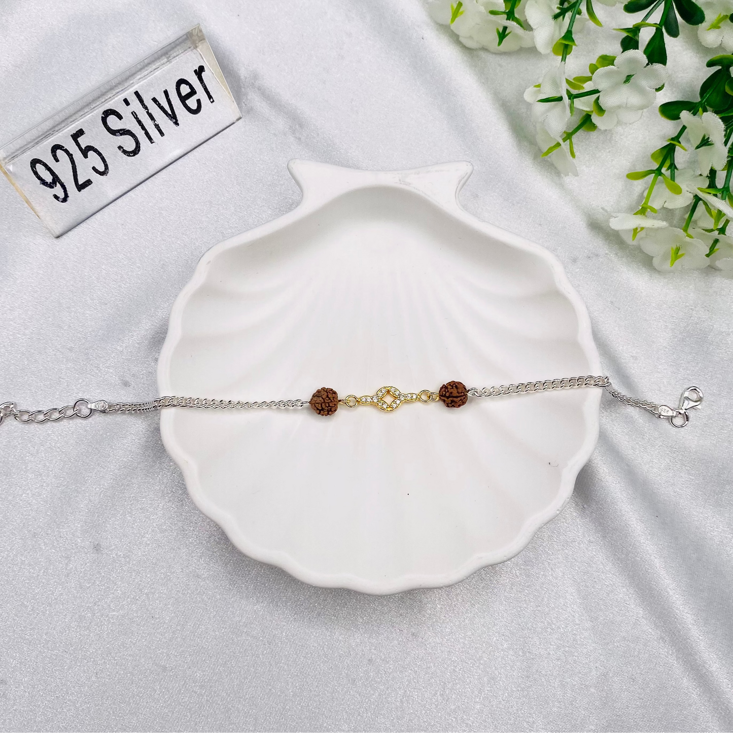 CZ Beads 925 Silver Rakhi MRI50