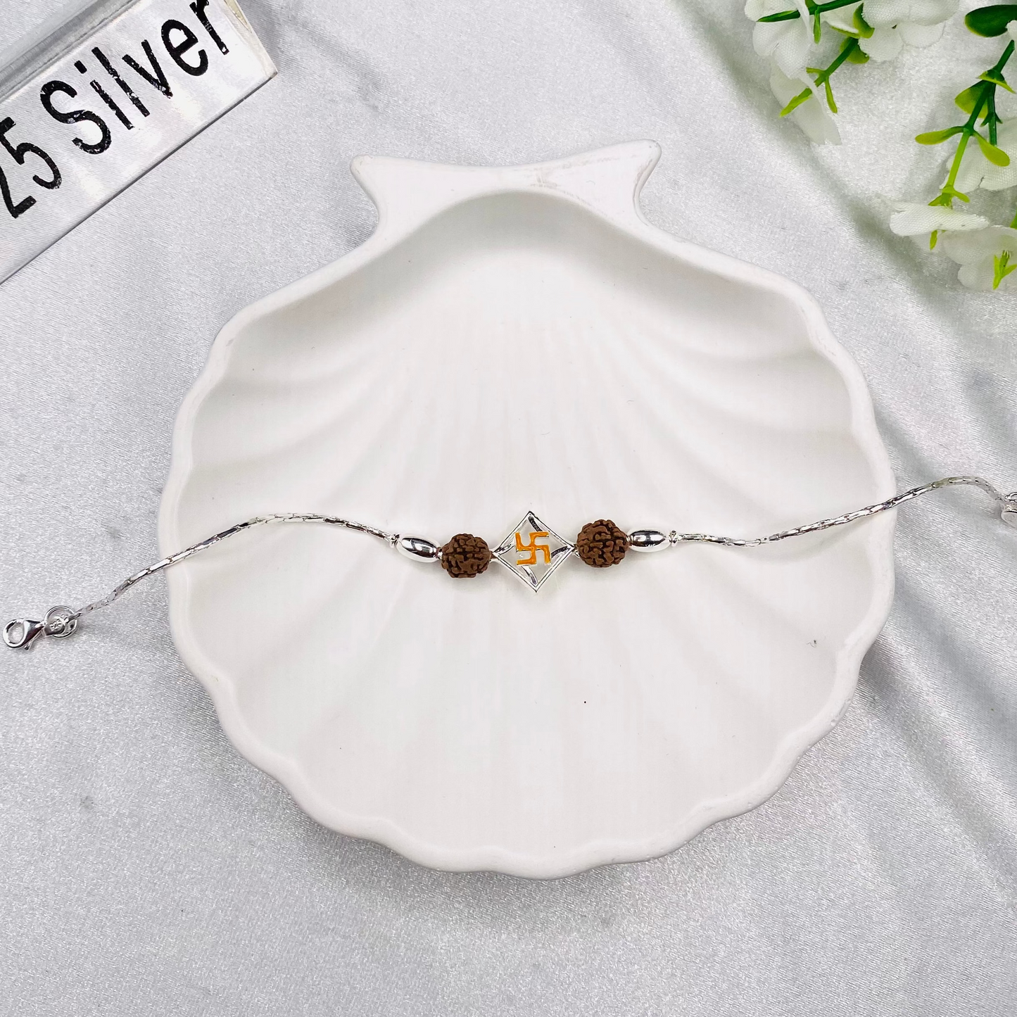 Swastik 925 Silver Rakhi MRI62