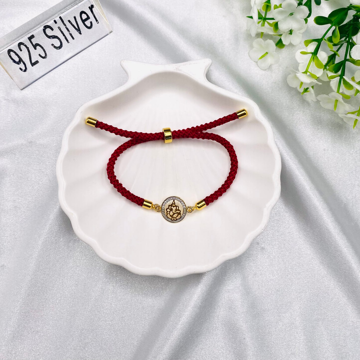 Ganeshji Silver 925 Permanent Rakhi with 22ct Gold plating SRT22
