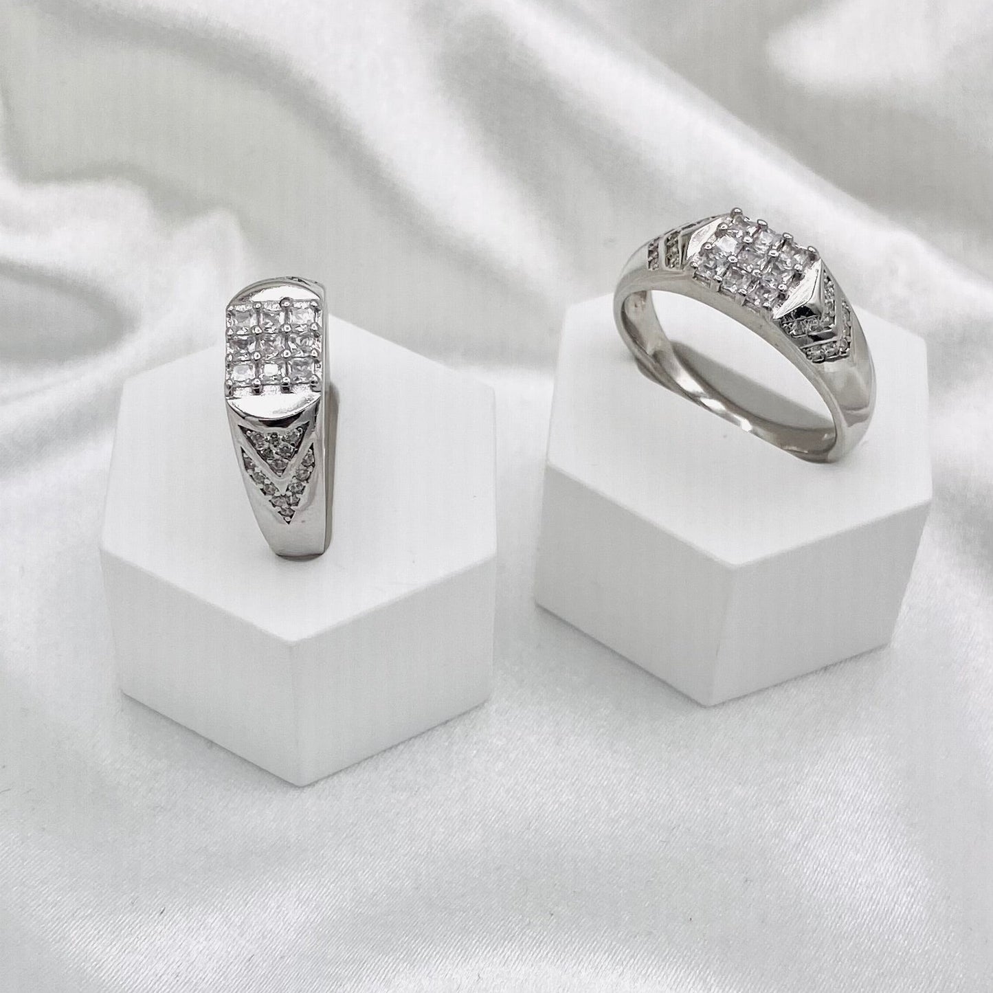 Men's Italian 9 Stone Sterling Silver Ring MRIT01