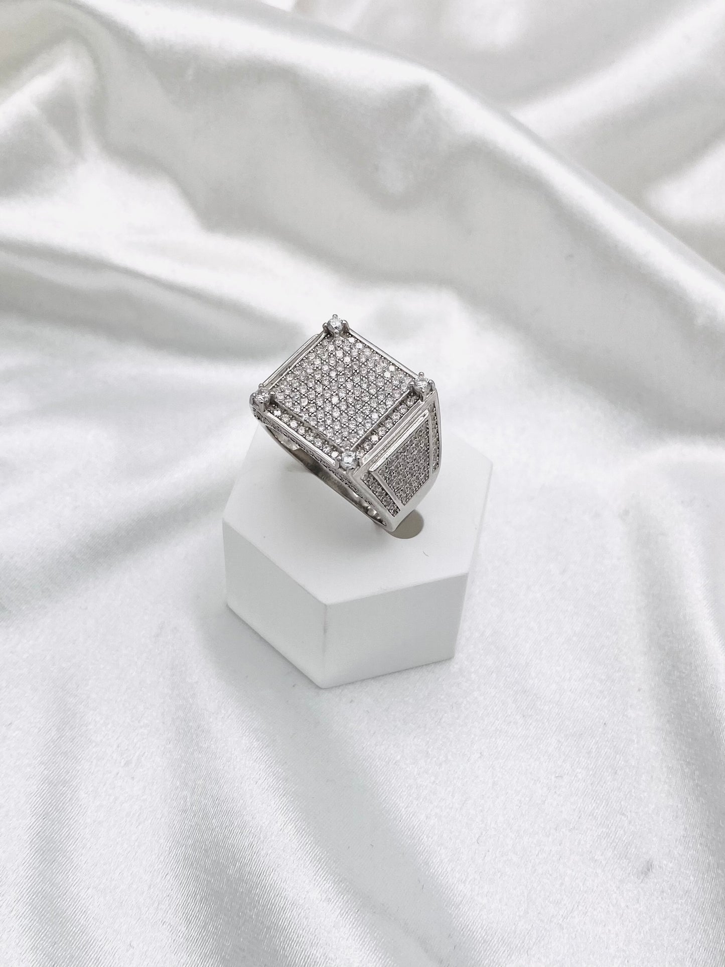 Men's Iced-Out Bling Silver Ring MRIT09