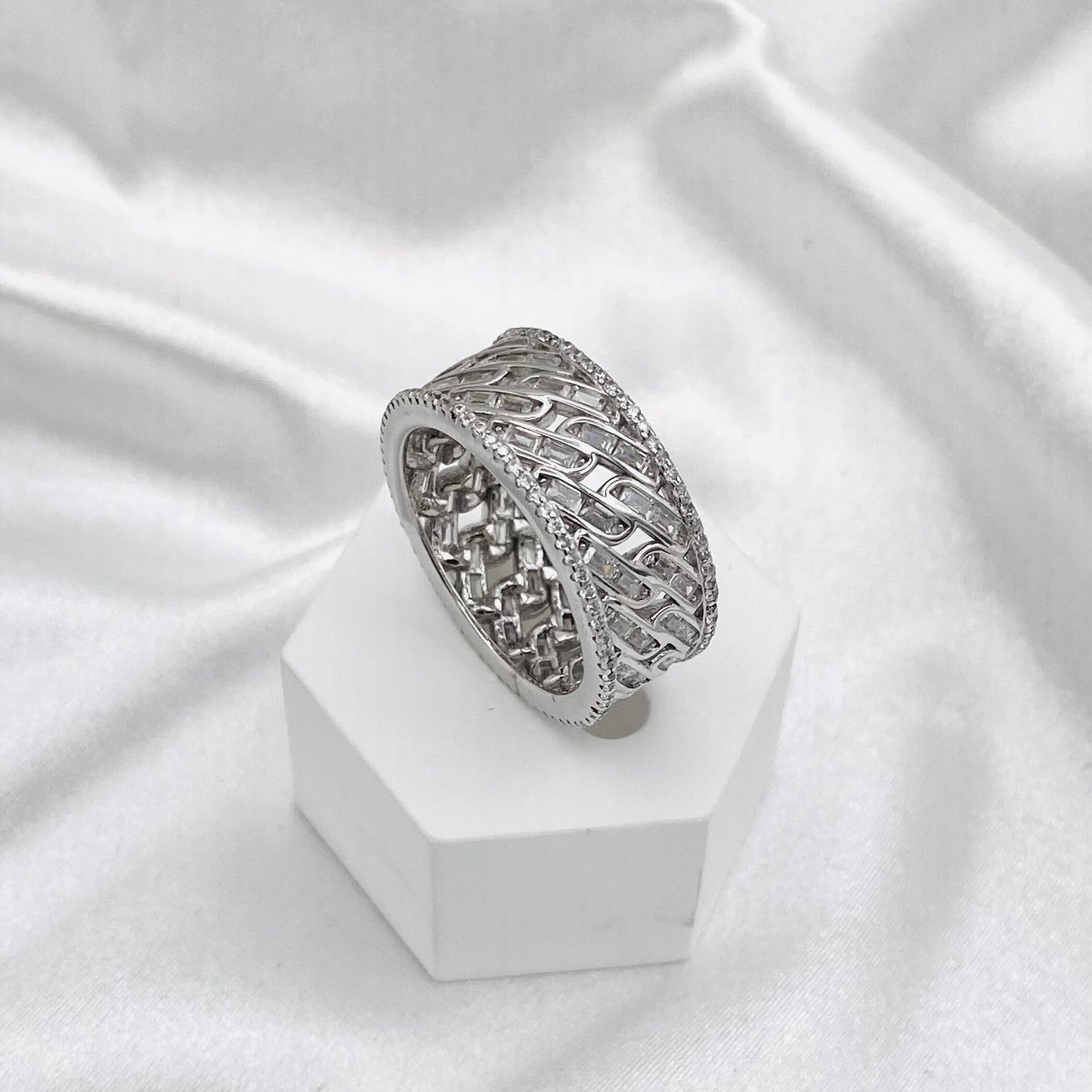 Men's Chunky Iced-Out Silver Band MRIT13