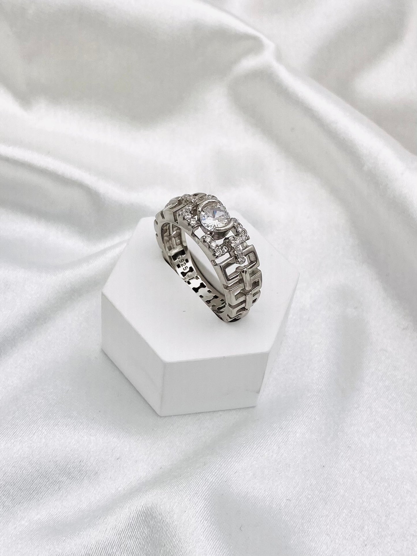 Men's Solitaire Versace Silver Band MRIT15