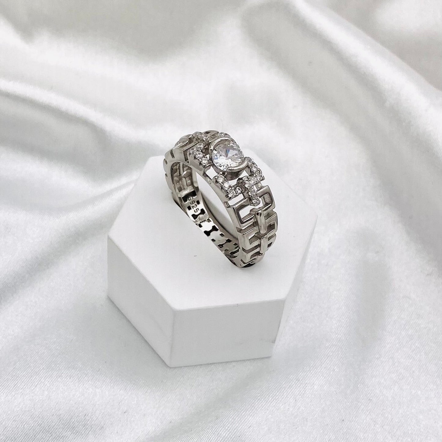 Men's Solitaire Versace Silver Band MRIT15