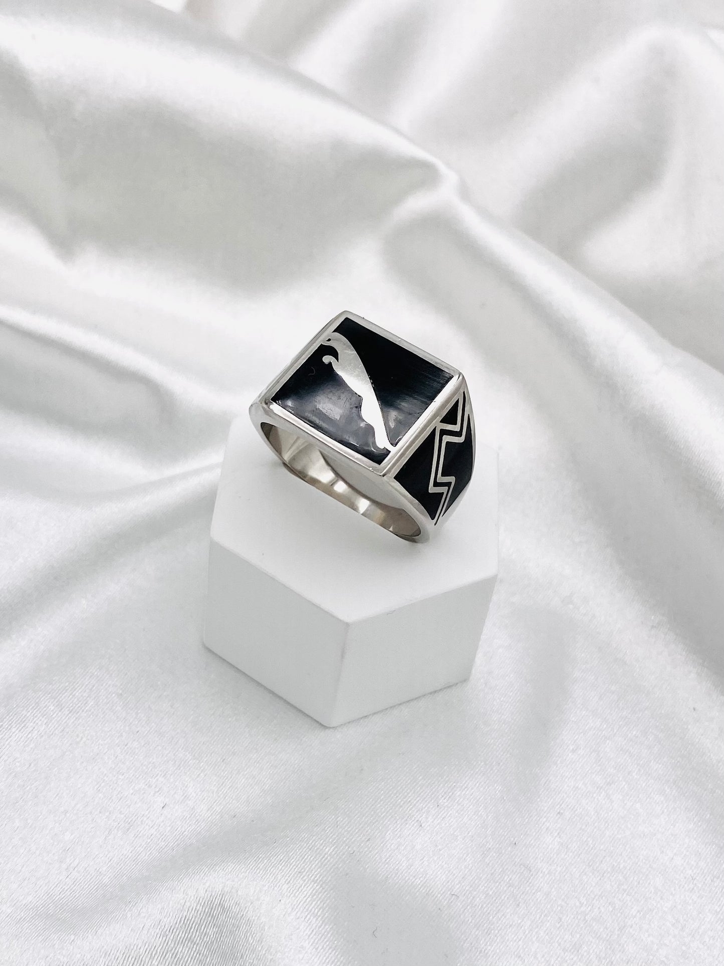 Men's Enamel Jaguar Ring In Sterling Silver Silver MRB09