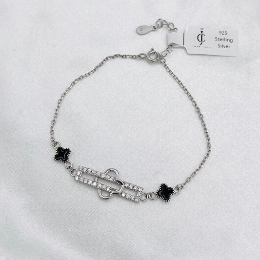VC 2 Clover Armband Schwarz Silber WBV14