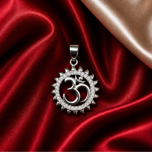 OM Pendent in 925 Silver with American Diamonds SGP09