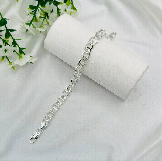 Mens Cuban Silver Bracelet MBP13