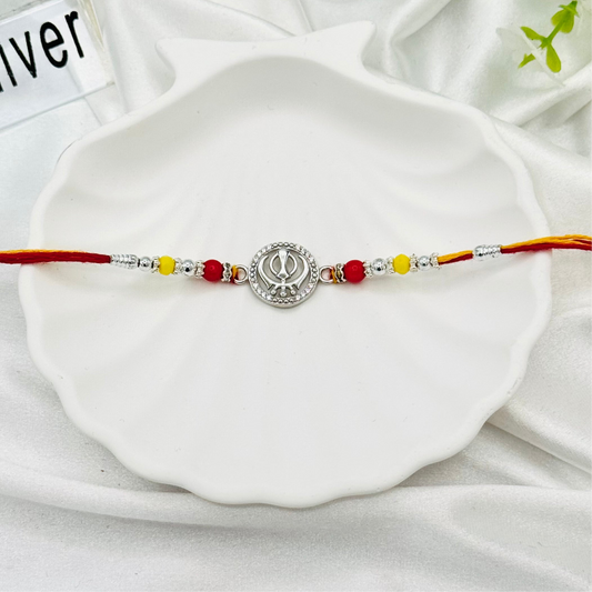 Khanda Sahib Silver Rakhi Thread SRT12