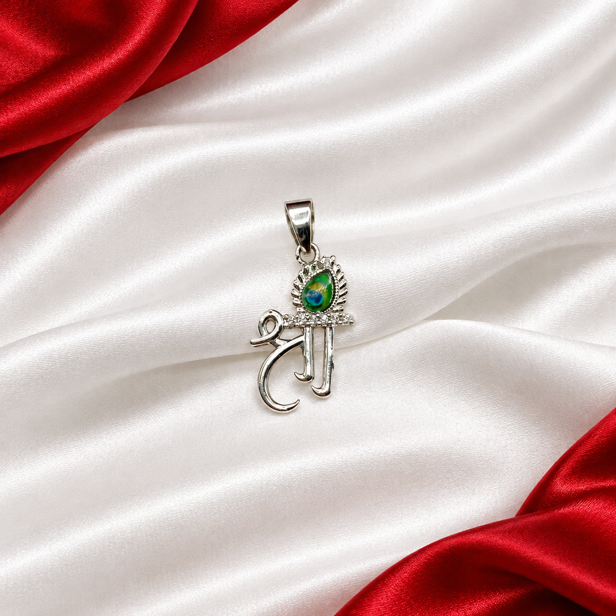 Shree Radha Silver 925 Pendent with Mayurpankh SGP16
