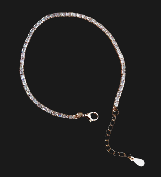 WBT03 Women Rosegold Tennis Adjustable Bracelet In Sterling Silver With Moissanite