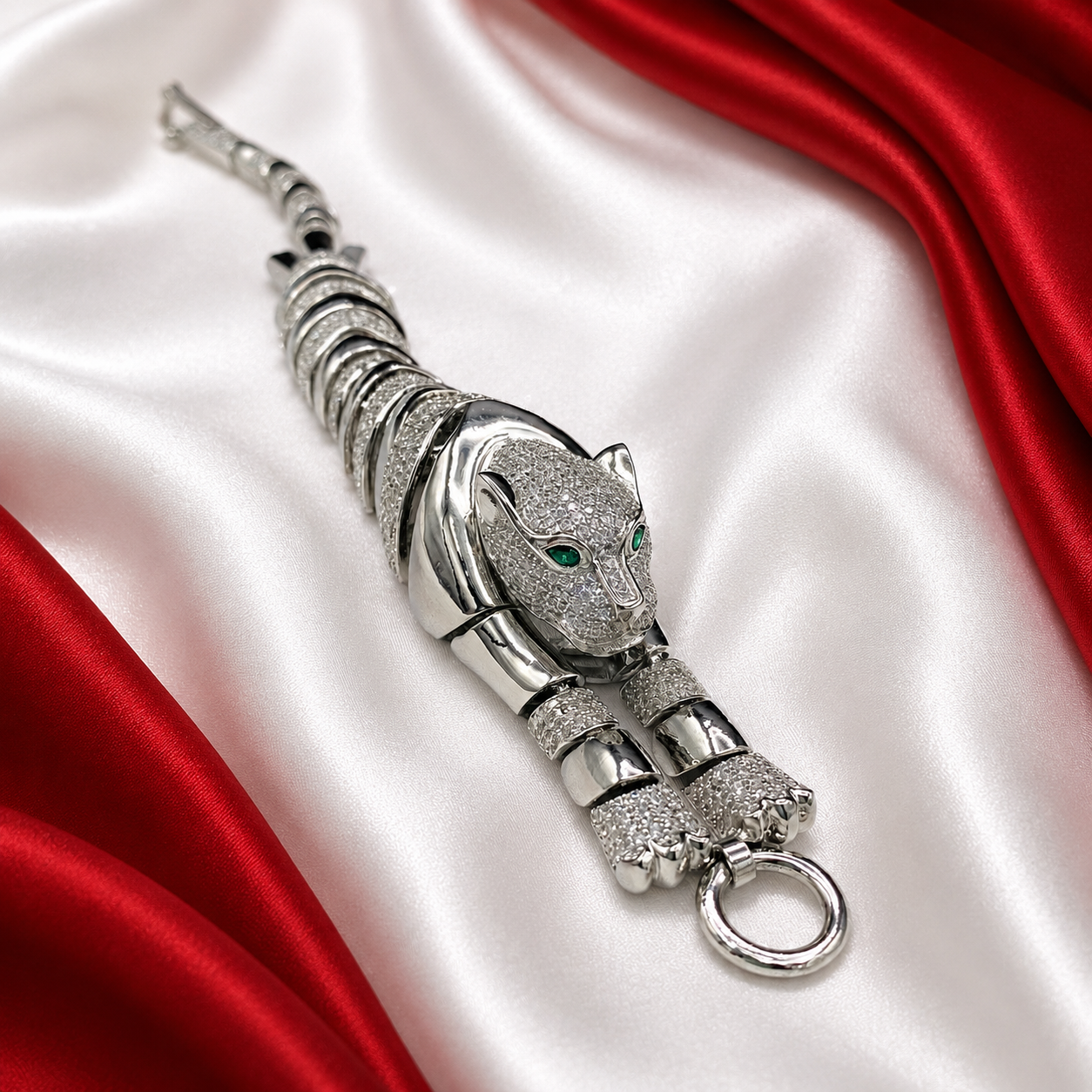 Icedout 925 Sterling Silver Jaguar Bracelet with American Diamonds MBID01