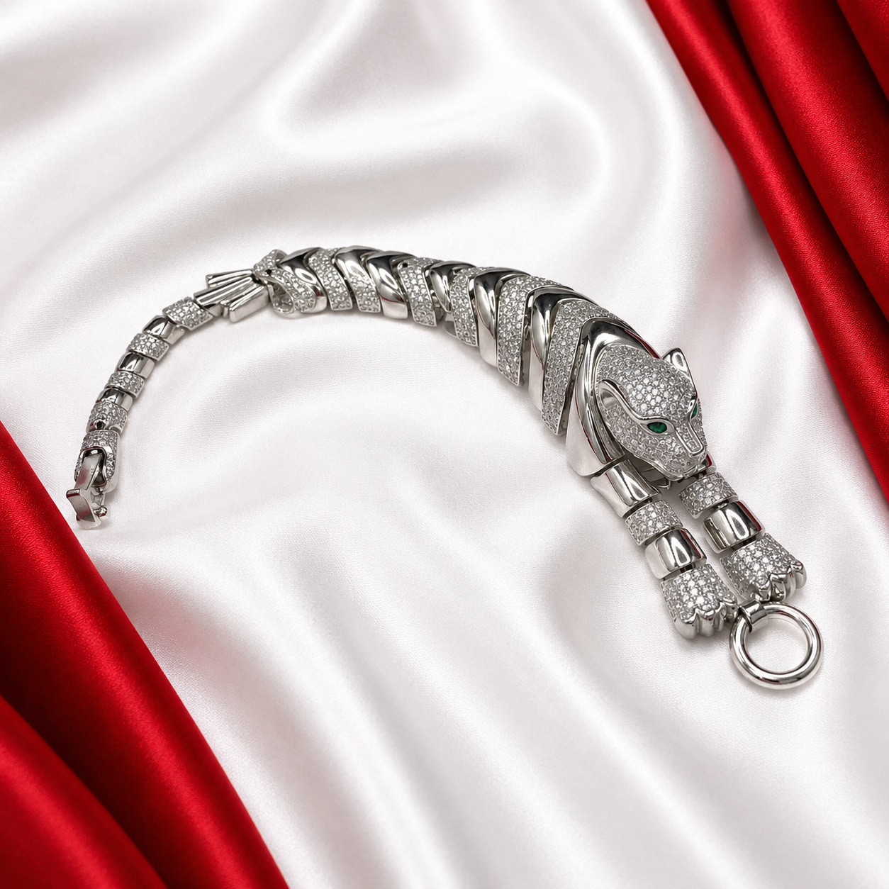Icedout 925 Sterling Silver Jaguar Bracelet with American Diamonds MBID01