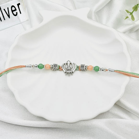Khanda Sahib Silver Rakhi Thread SRT13