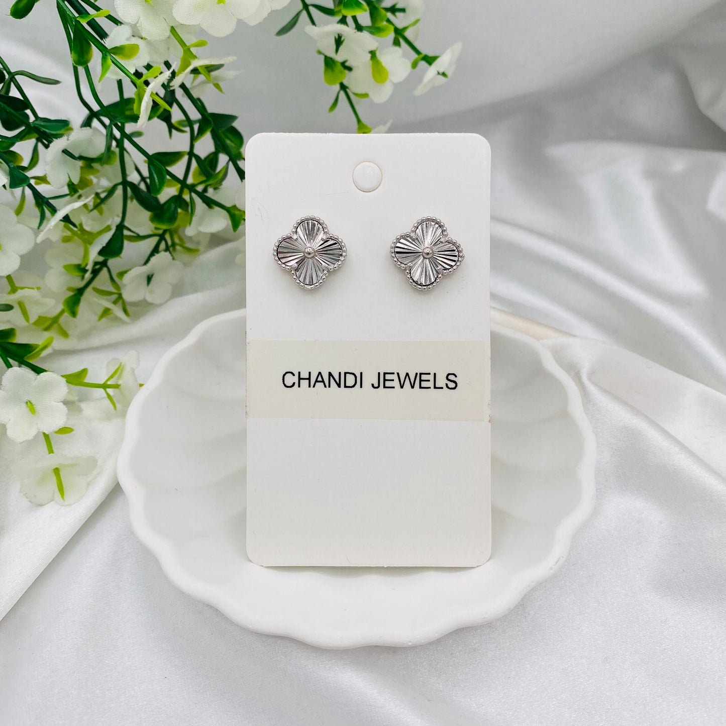 Silver Vancleef 925 Sterling Silver Studs ERW67