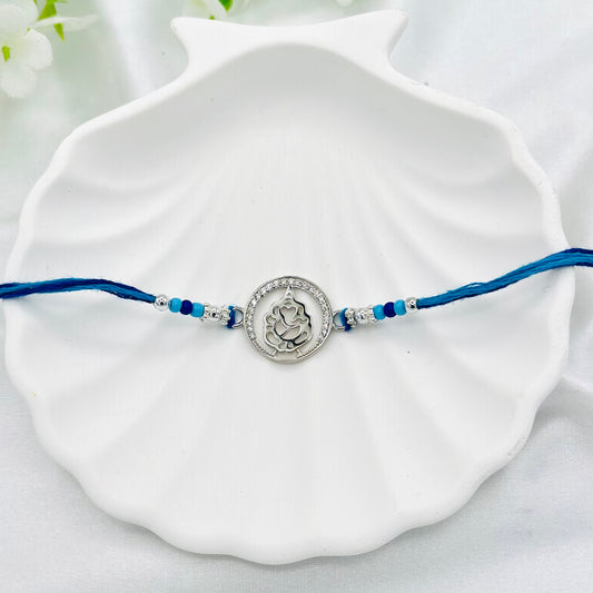 Ganesh Ji Silver Rakhi Thread SRT01