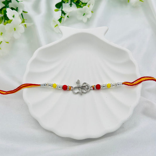 Ganesha Krishna Silver Rakhi Thread SRT07