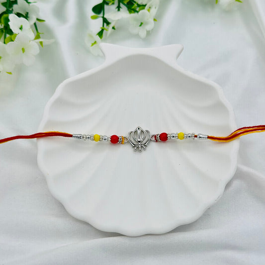 Khanda Sahib Silver Rakhi Thread SRT13