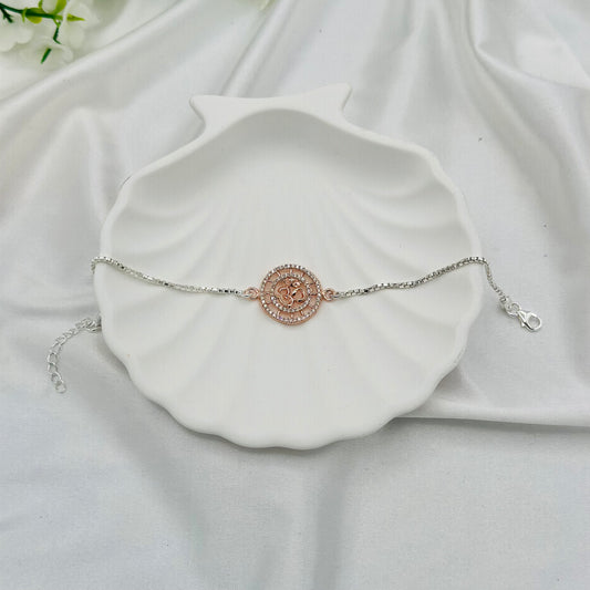 OM Rosegold Charm 925 Silver Rakhi MRI19