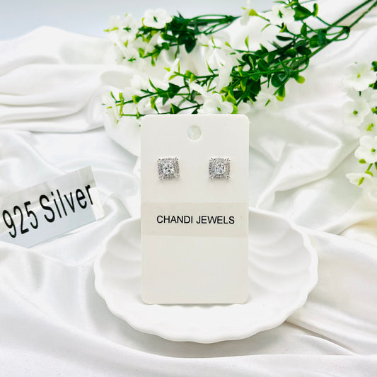 Square Studded 925 Sterling Silver Earrings ERW02