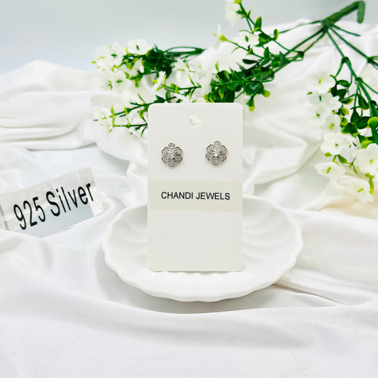 Flower Studded 925 Sterling Silver Earrings ERW03