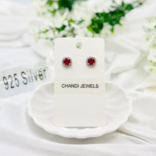 Red Ruby 925 Sterling Silver Earrings ERW11