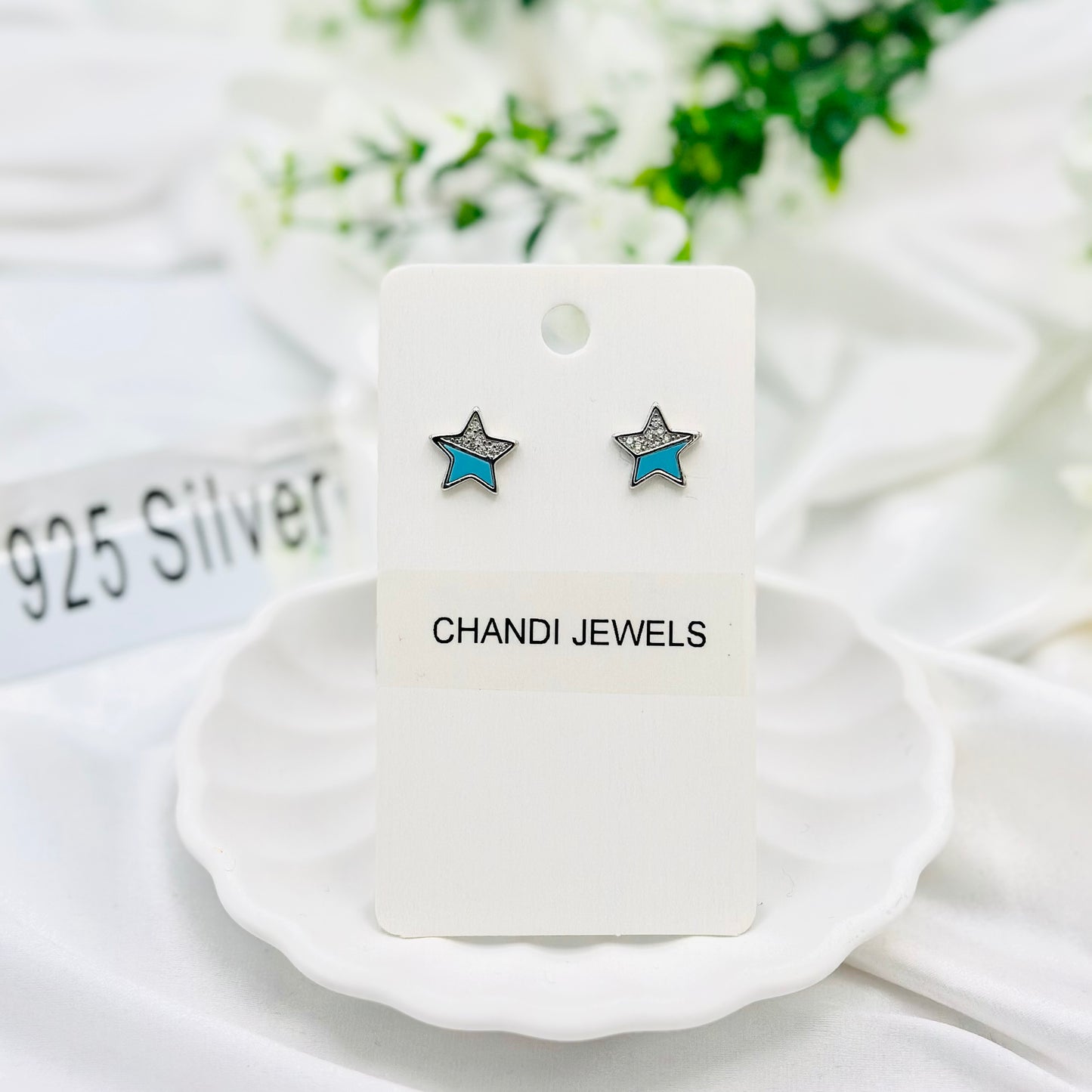 Sky Enamel Star Stud 925 Sterling Silver Earrings ERW21