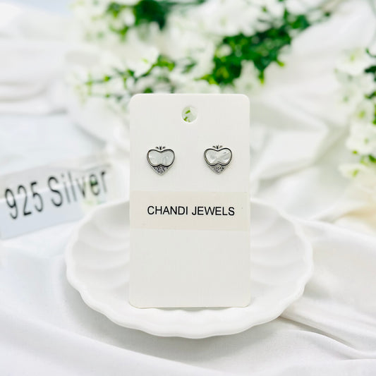 White Heart Enamel 925 Sterling Silver Earrings ERW25