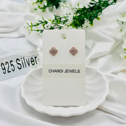 Rosegold Clover Stud 925 Sterling Silver Earrings ERW32