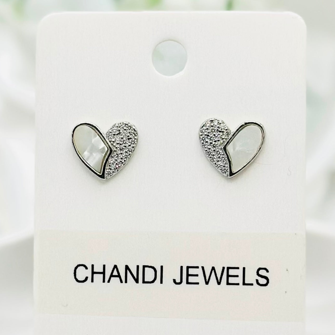 White Heart Enamel 925 Sterling Silver Earrings ERW25