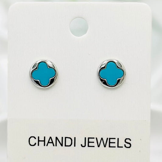 Sky Enamel Stud 925 Sterling Silver Earrings ERW18