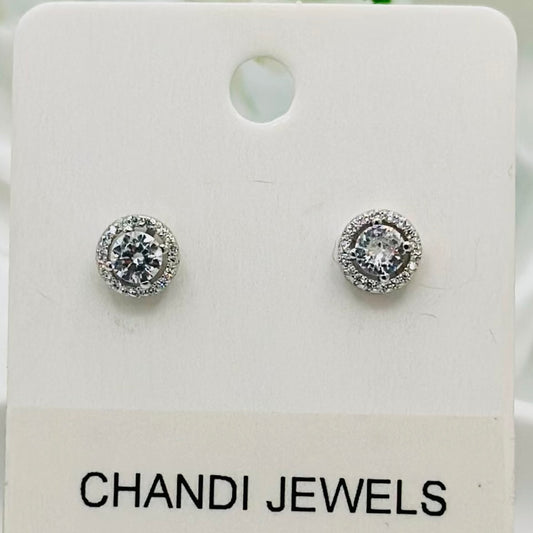 American Diamond Stud 925 Sterling Silver Earrings ERW31