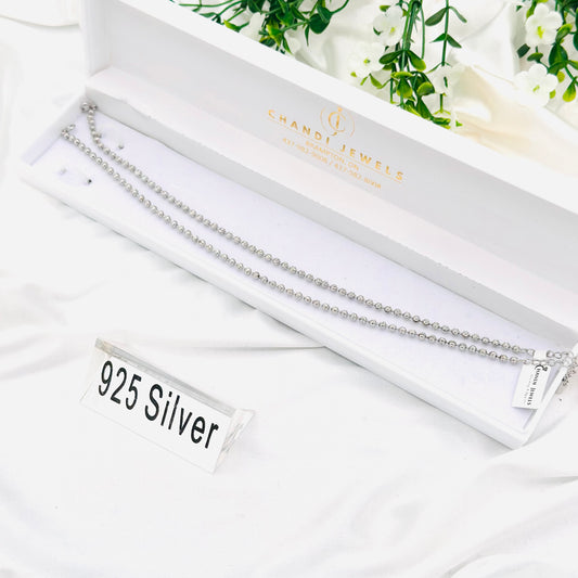 Women Silver Motion Ball 925 Sterling Silver Round Snake Chain Anklet WAS06