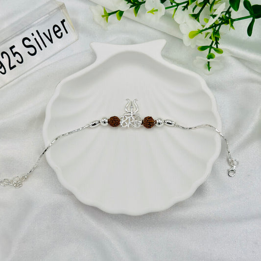 Shiv Trishul Bro 925 Silver Rakhi MRI44