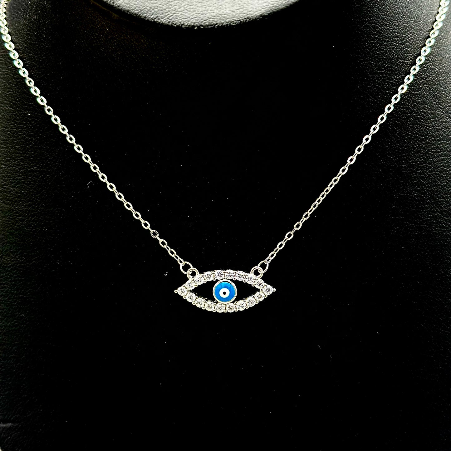 Big Evil Eye Moissanite silver Necklace WNI37