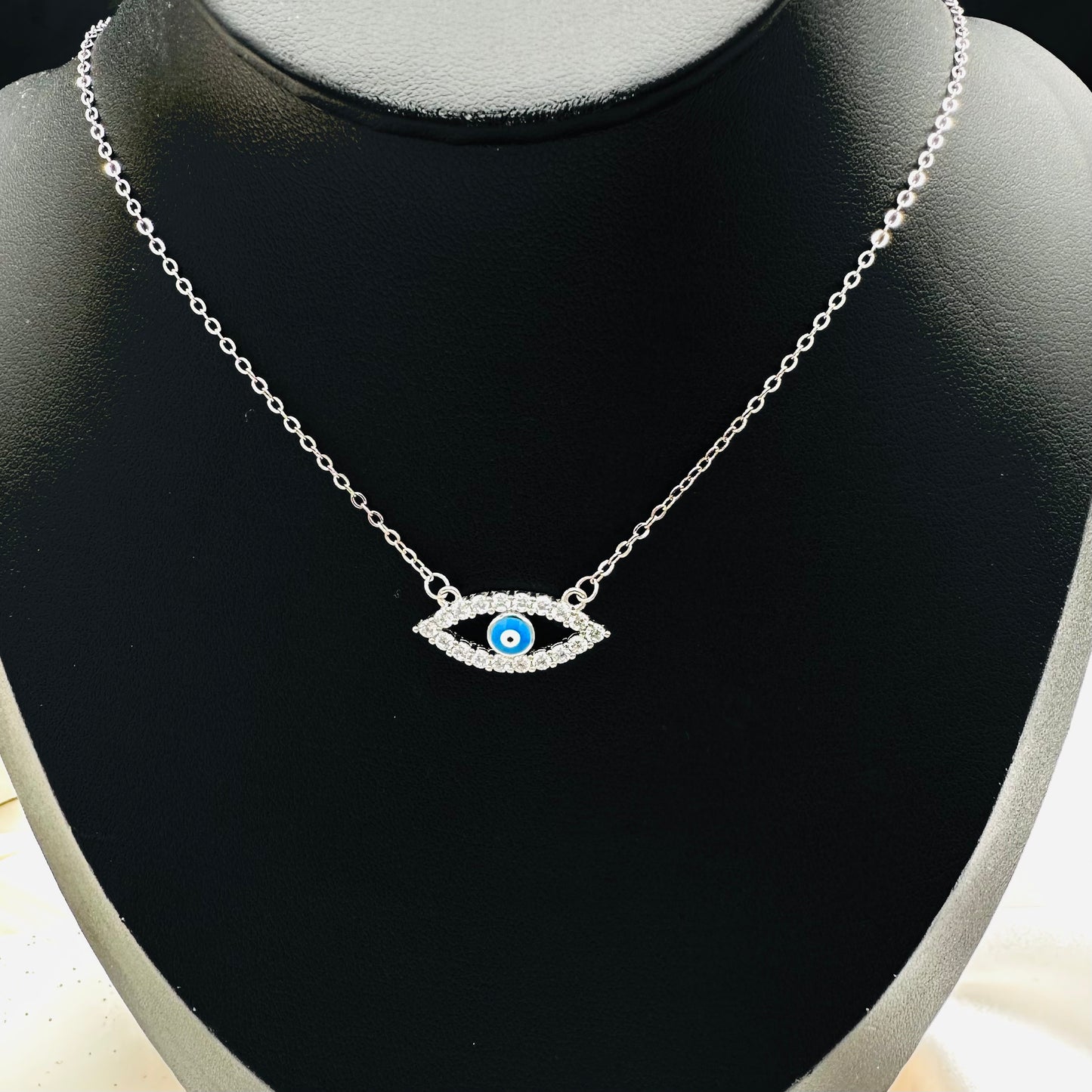 Big Evil Eye Moissanite silver Necklace WNI37