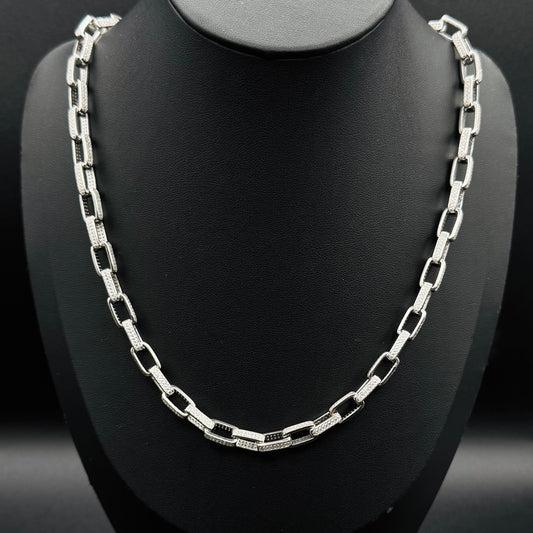 Mens 925 Sterling Silver Icedout Cable link Chain MCI12