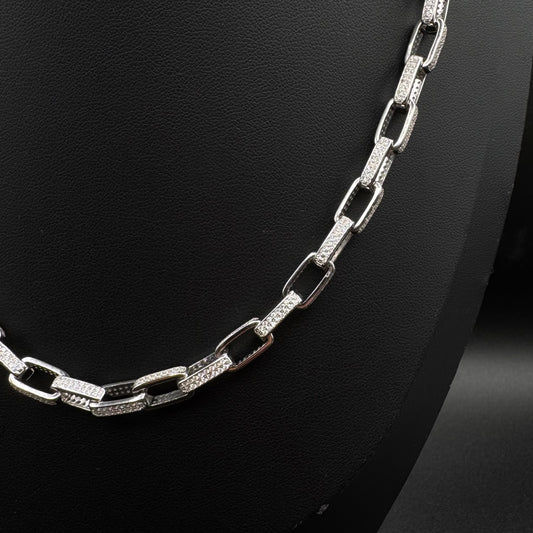 Mens 925 Sterling Silver Icedout Cable link Chain MCI12