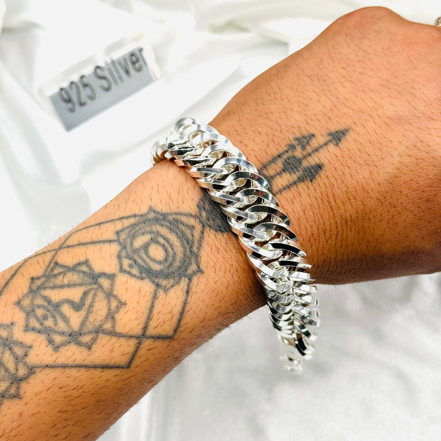 Mens Byzantine Chunky Silver Bracelet MBP33