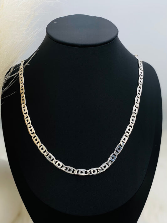Mens Silver Mariner heart chain MCP02
