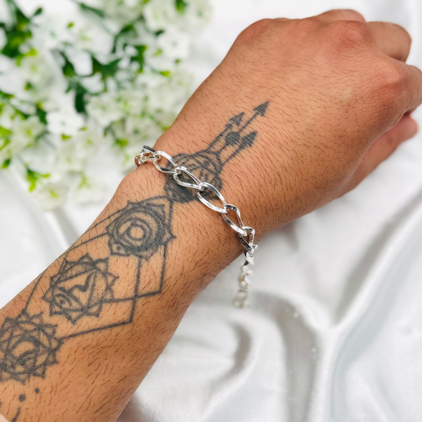 Mens Curb Link Silver Bracelet MBP25