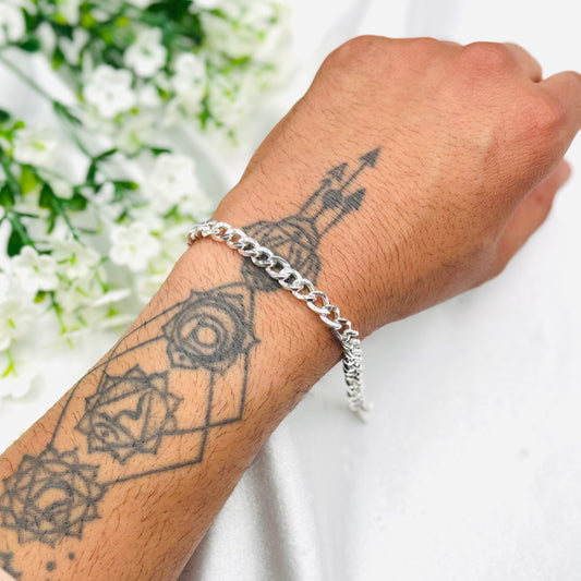 Mens Twisted Curb Silver Bracelet MBP15