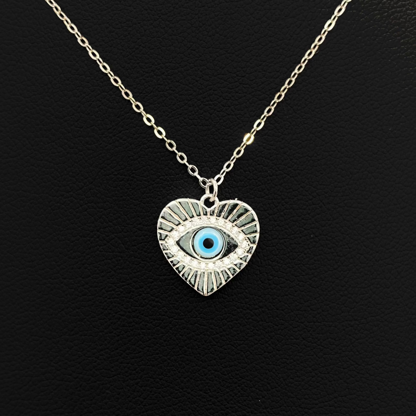 Evil Eye Heart Silver Necklace WNI10
