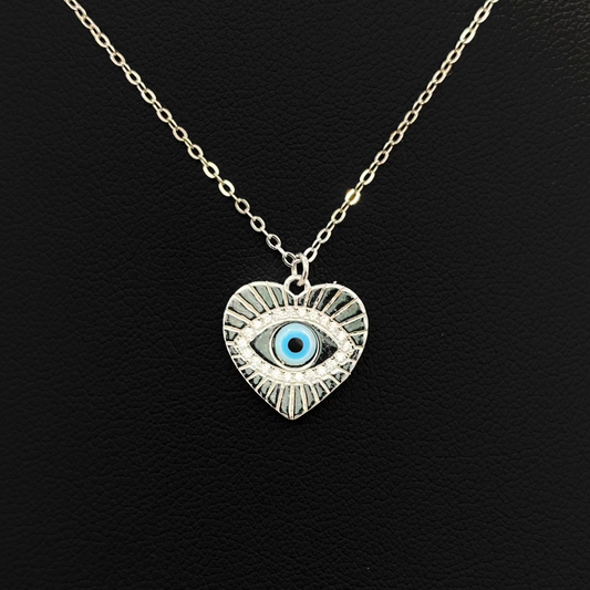 Evil Eye Heart Silver Necklace WNI10