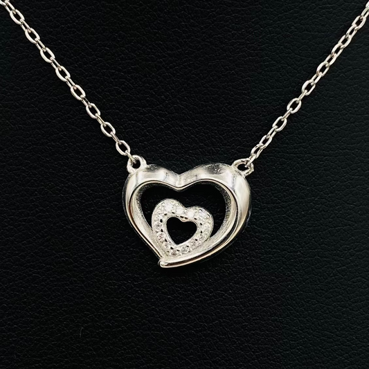 Twin hearts Silver Necklace WNI022