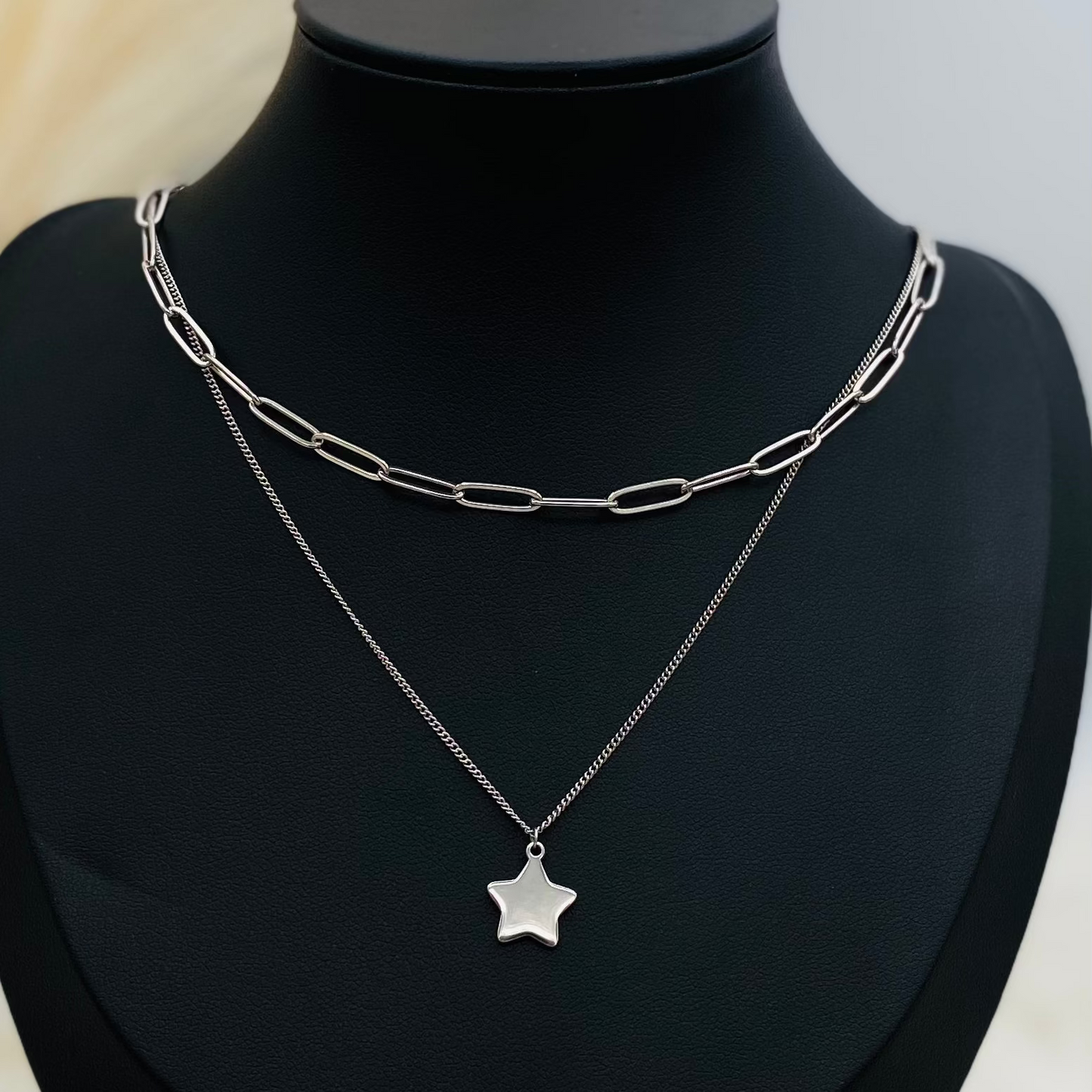 Star Double Stack Silver Necklace WNI033