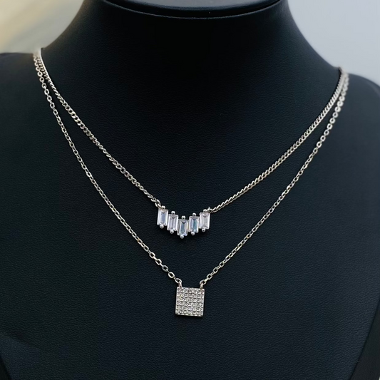 Double Stack Silver Necklace WNI034