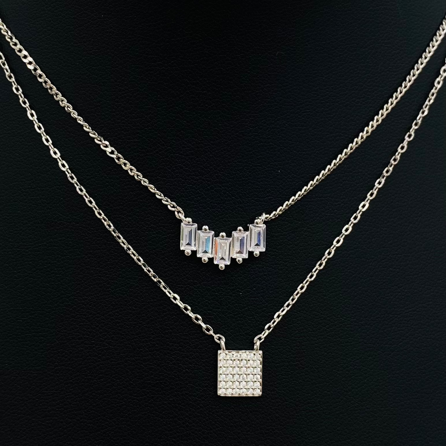 Double Stack Silver Necklace WNI034