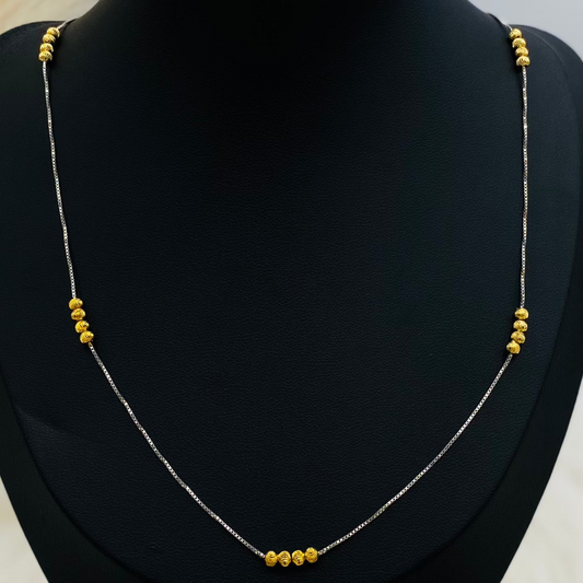 Women Silver Chain with Golden Beads WCG02